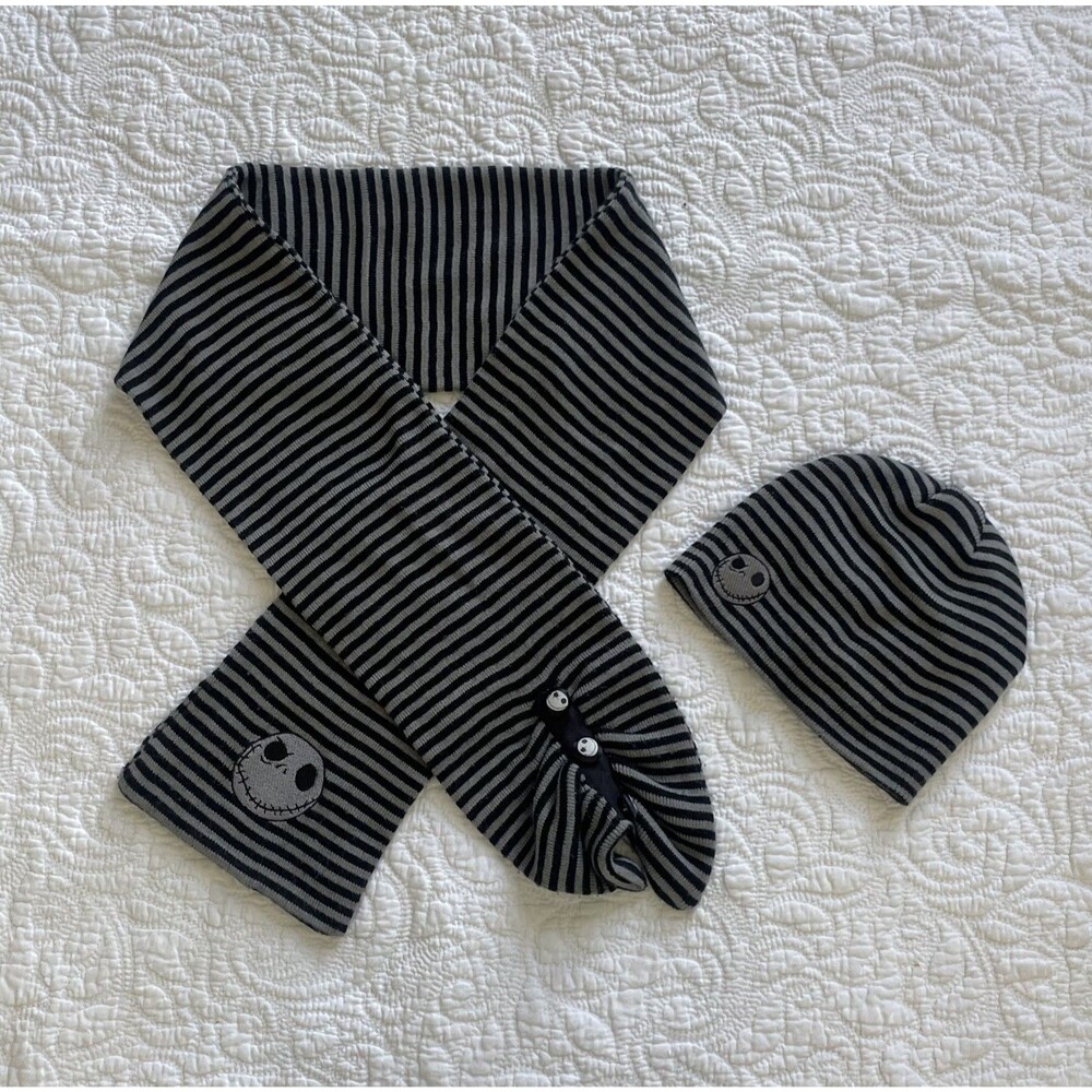 DisneyParks matching Jack Skellington Hat & Scarf Set Nightmare Before Christmas